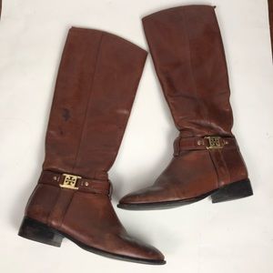 Tory Burch brown leather tall riding boots Size 7